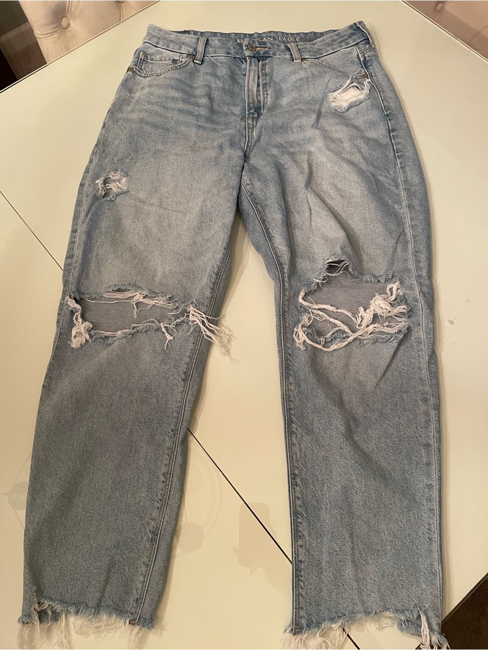 American Eagle Outfitters Light Wash Distressed Boyfriend Jeans